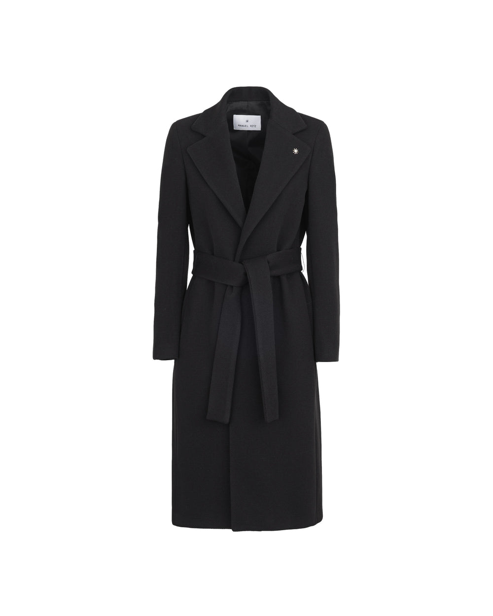 black diagonal cloth coat