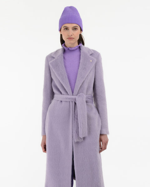 violet plush effect cloth coat