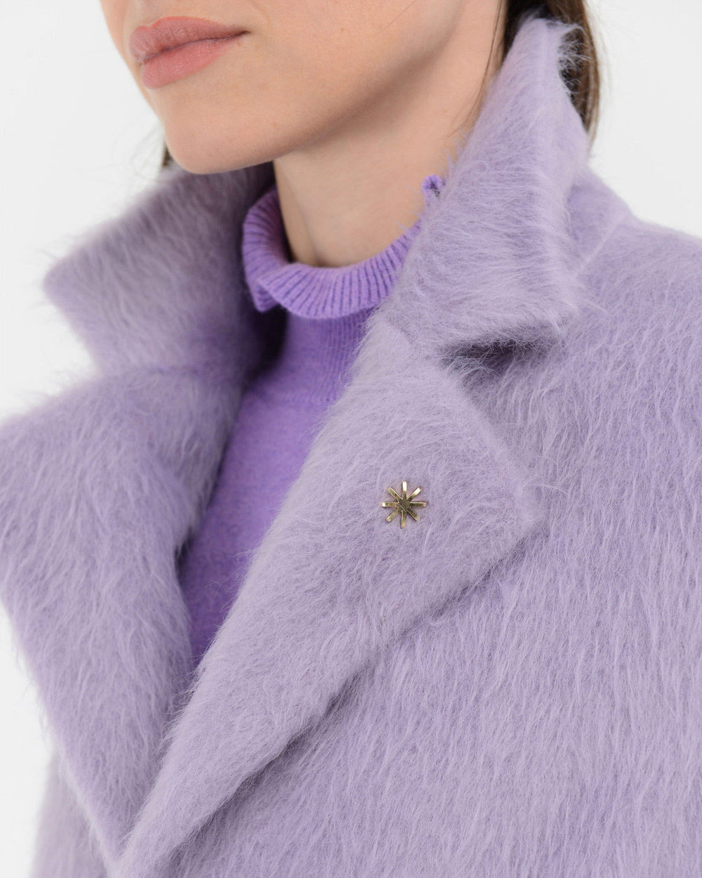 violet plush effect cloth coat