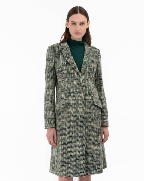 green coat resca boucle` wool cotton