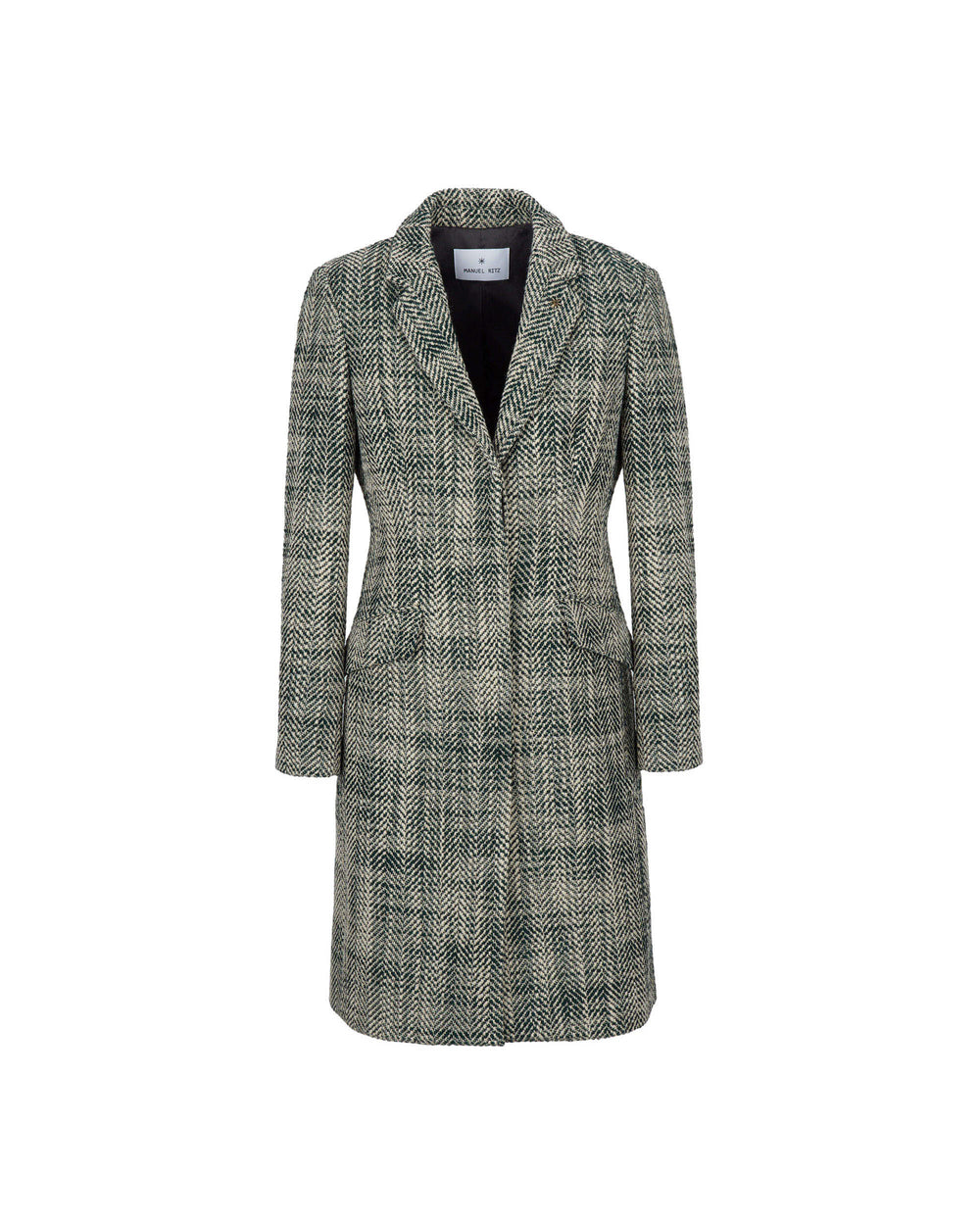 green coat resca boucle` wool cotton