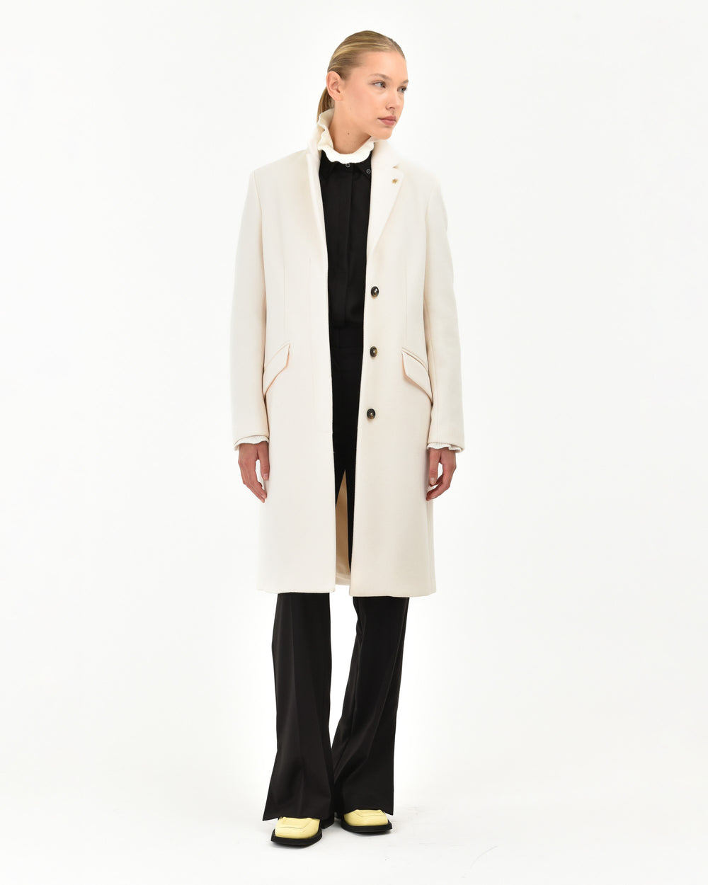 white stretch cloth coat