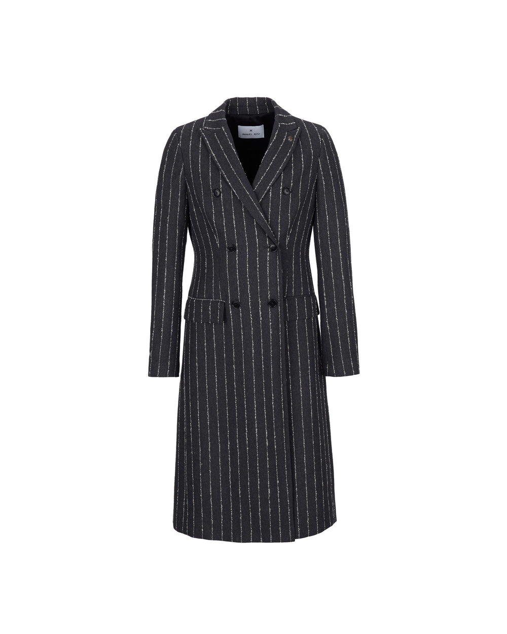 gray double-breasted regimental wool cotton coat