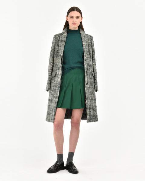green cashmere wool blend ruffled turtleneck sweater