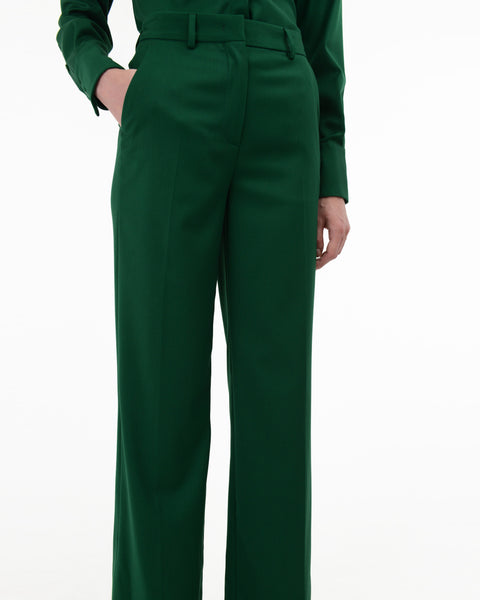 green stretch viscose blend palazzo pants