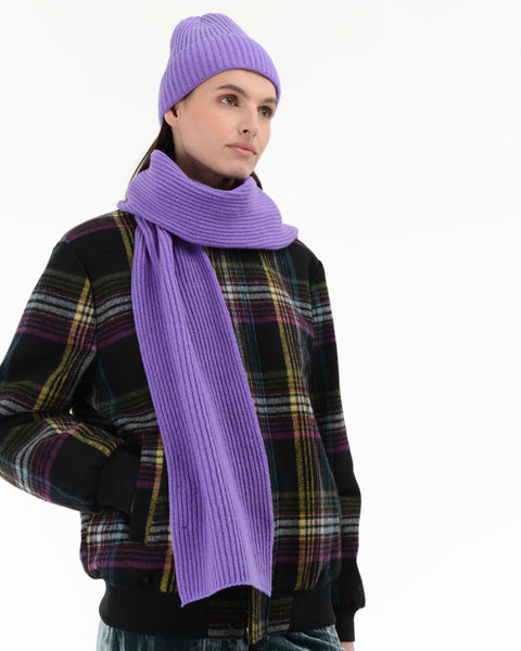 violet english mohair wool blend rib scarf