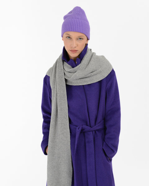 gray english mohair wool blend rib scarf