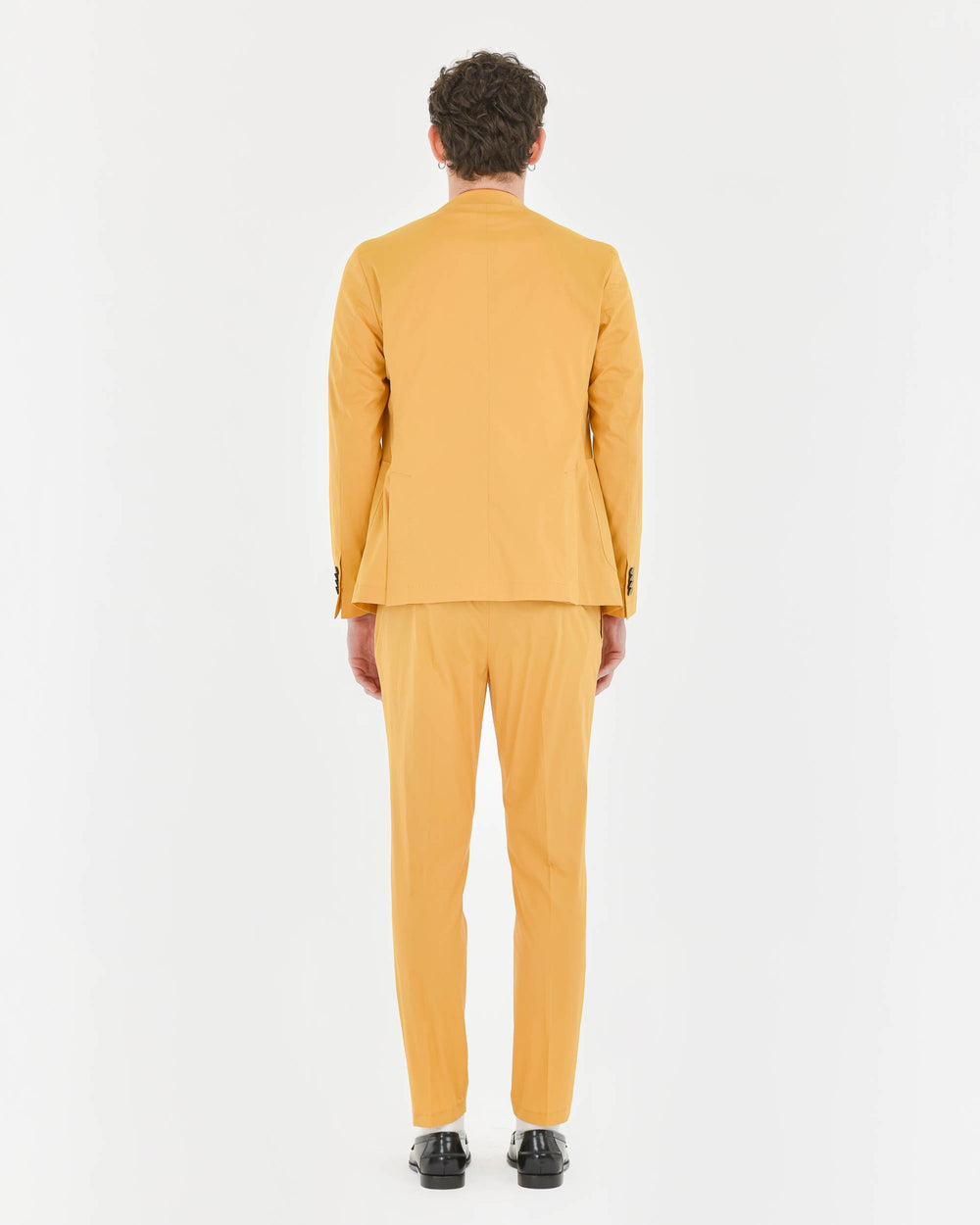 orange slim stretch cotton poplin suit
