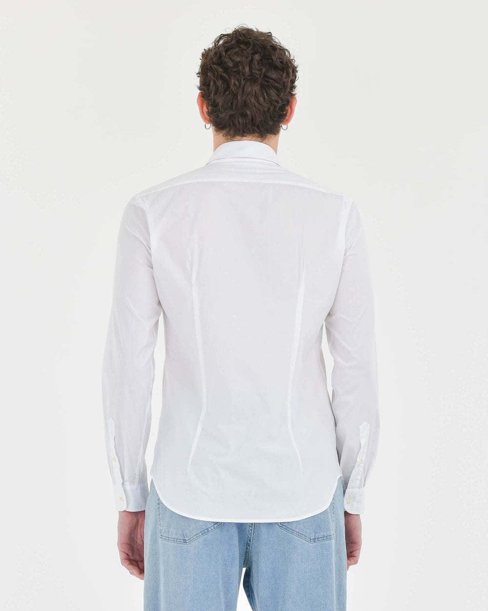 white slim fit shirt in stretch cotton poplin