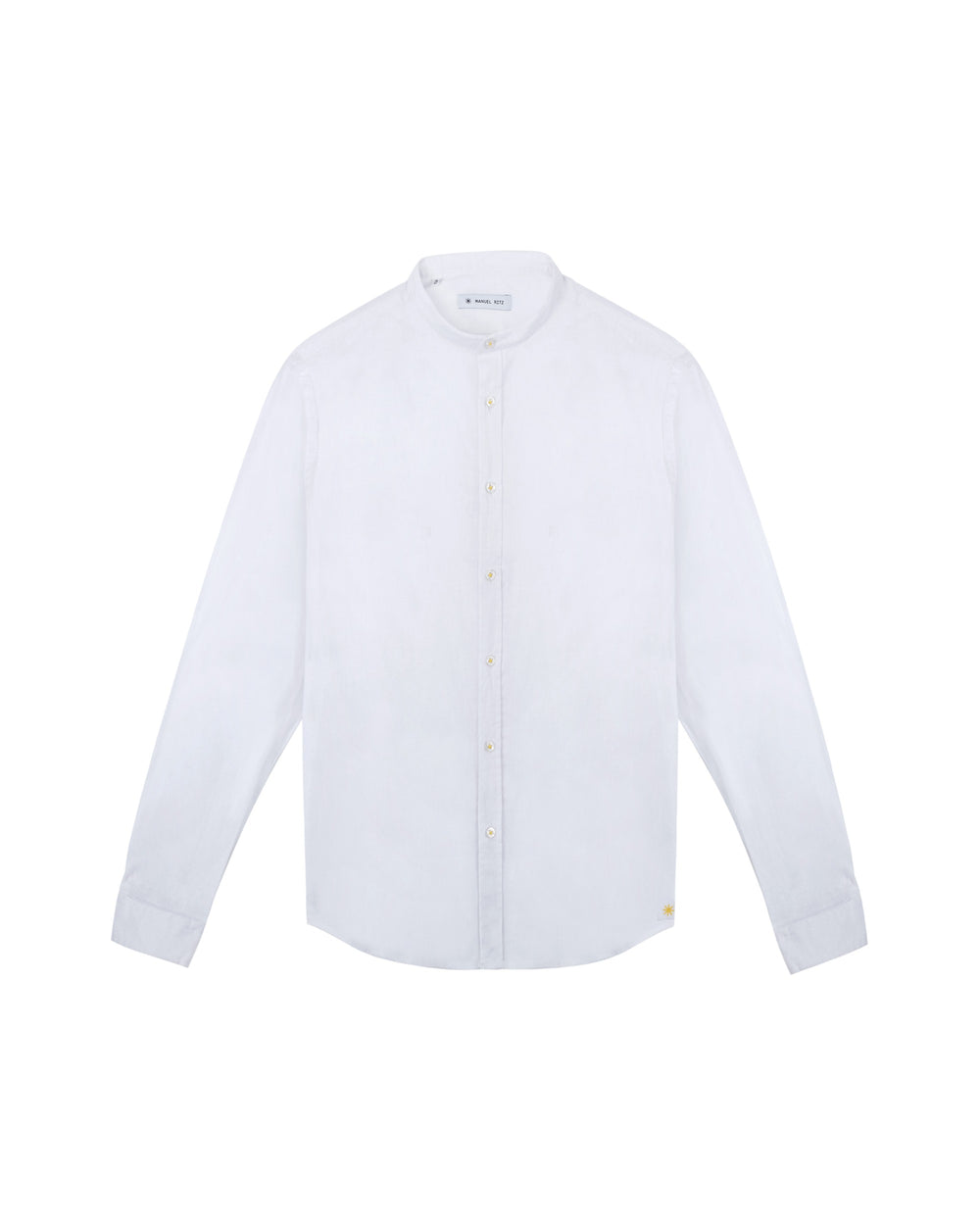 white slim fit cotton linen blend shirt