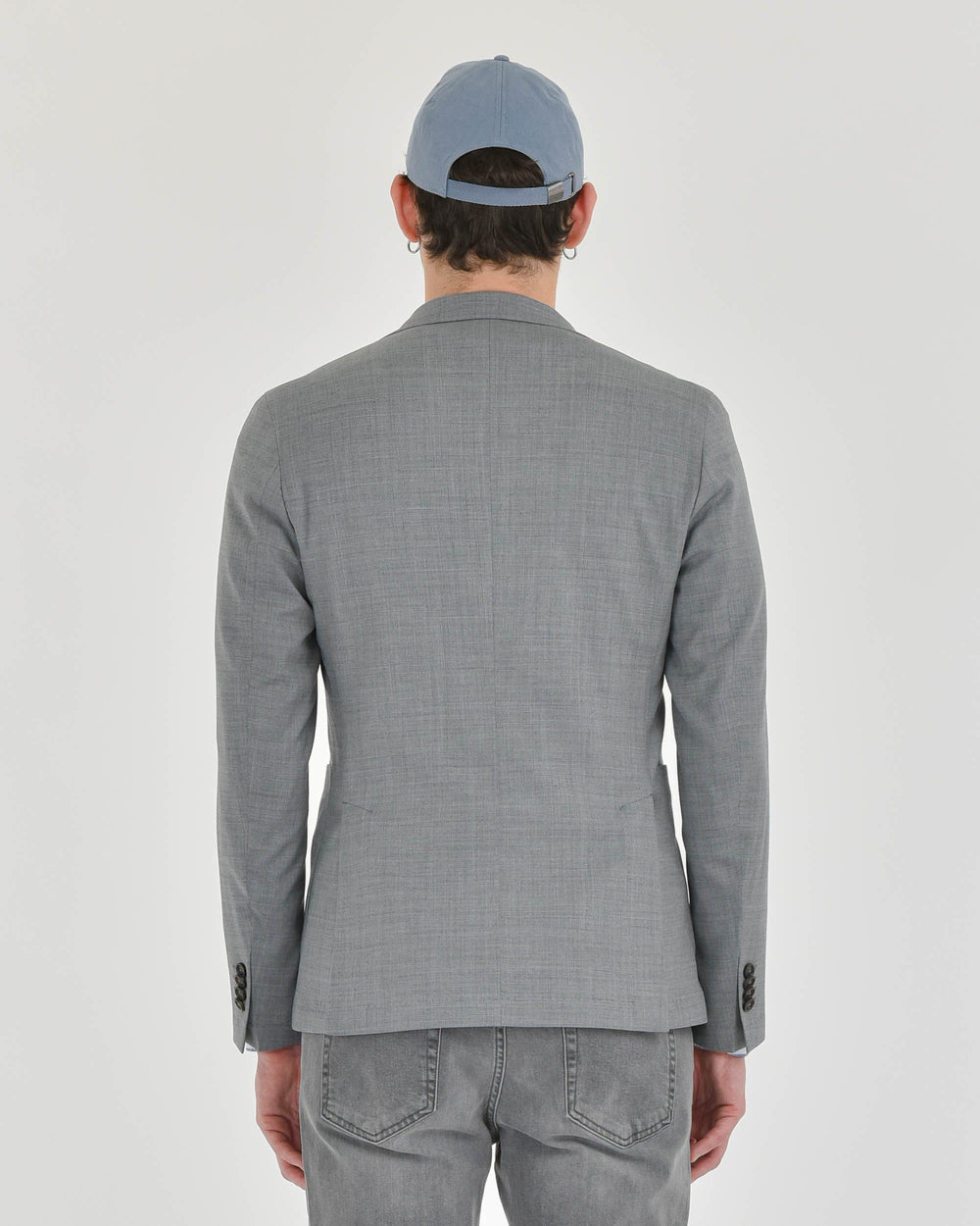 gray stretch wool canvas slim blazer