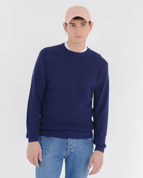 blue crew-neck sweater cotton crepe stitch mix