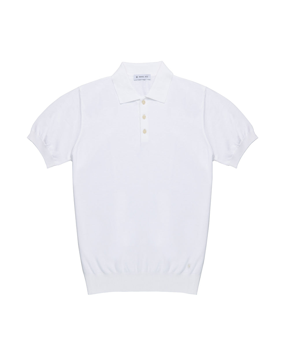 white cotton short-sleeved polo shirt