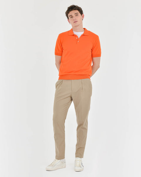 orange cotton short-sleeved polo shirt
