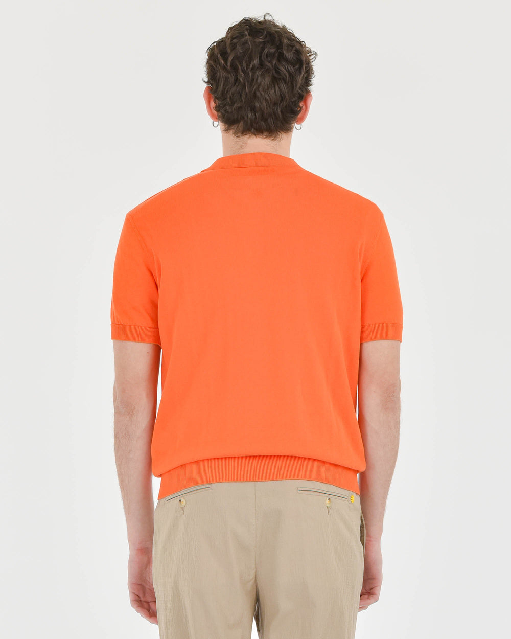 orange cotton short-sleeved polo shirt