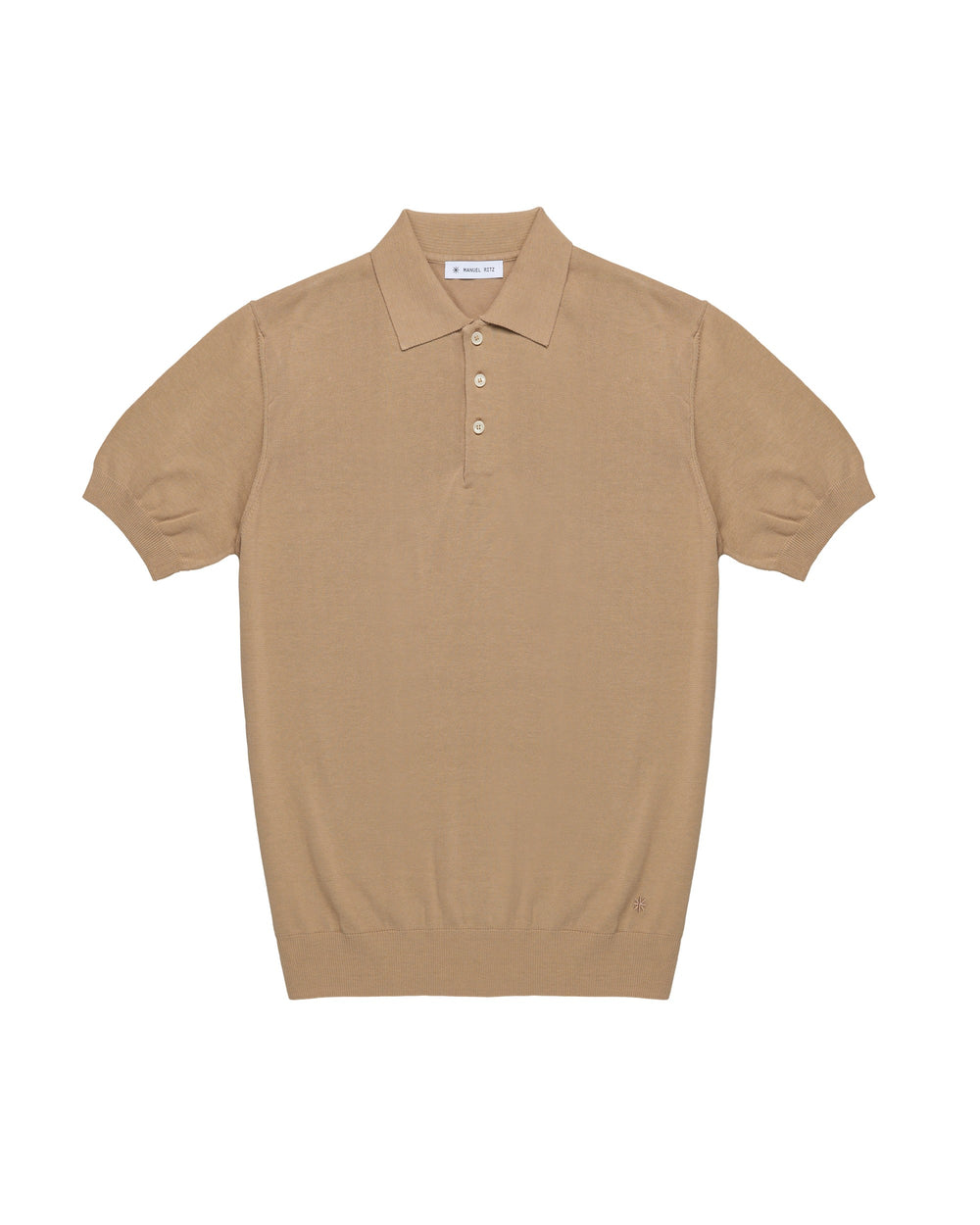 beige cotton short-sleeved polo shirt