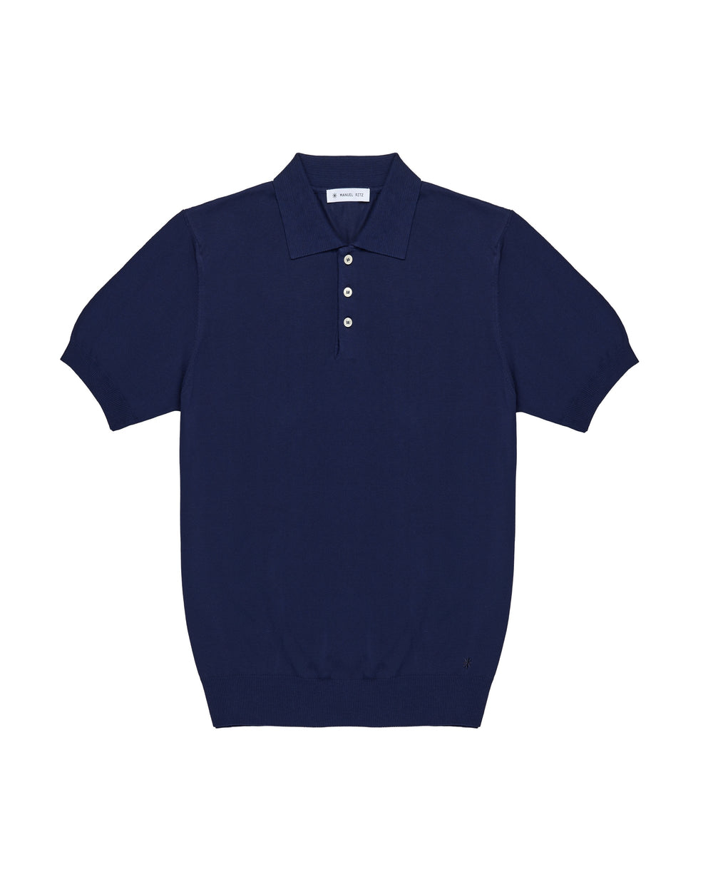 blue cotton short-sleeved polo shirt