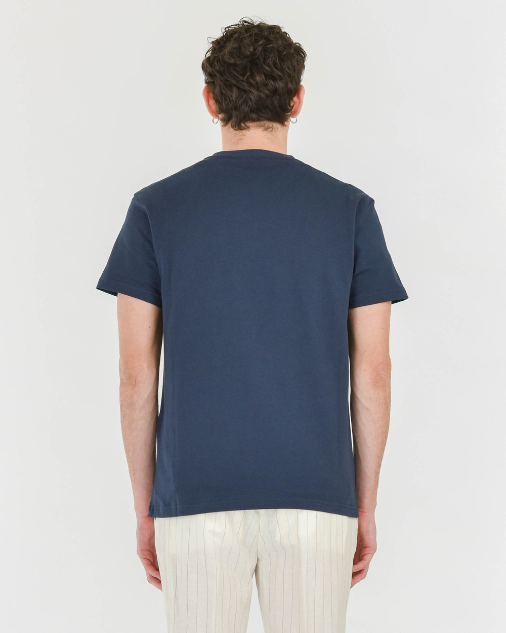 blue crew-neck cotton t-shirt