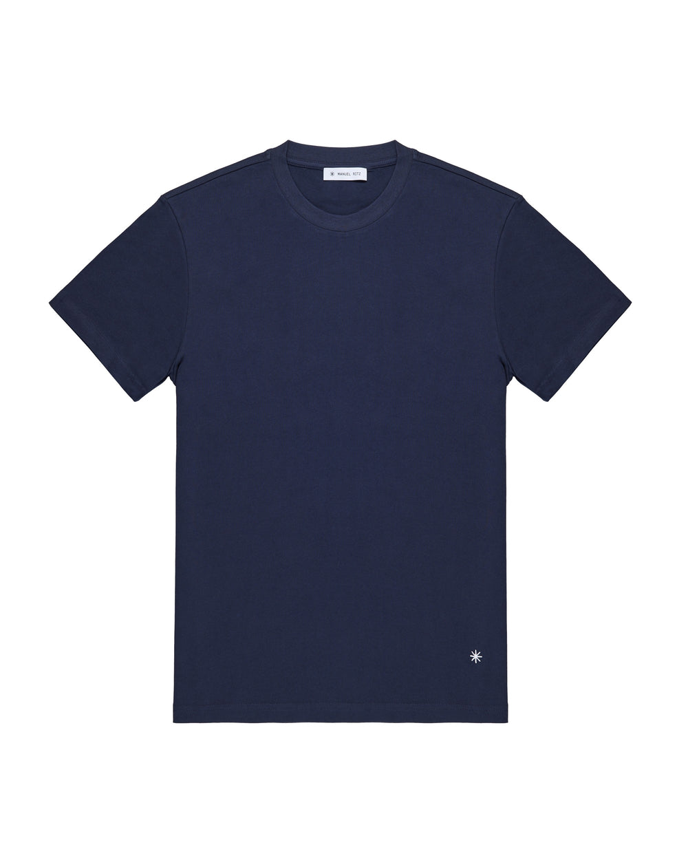 blue crew-neck cotton t-shirt
