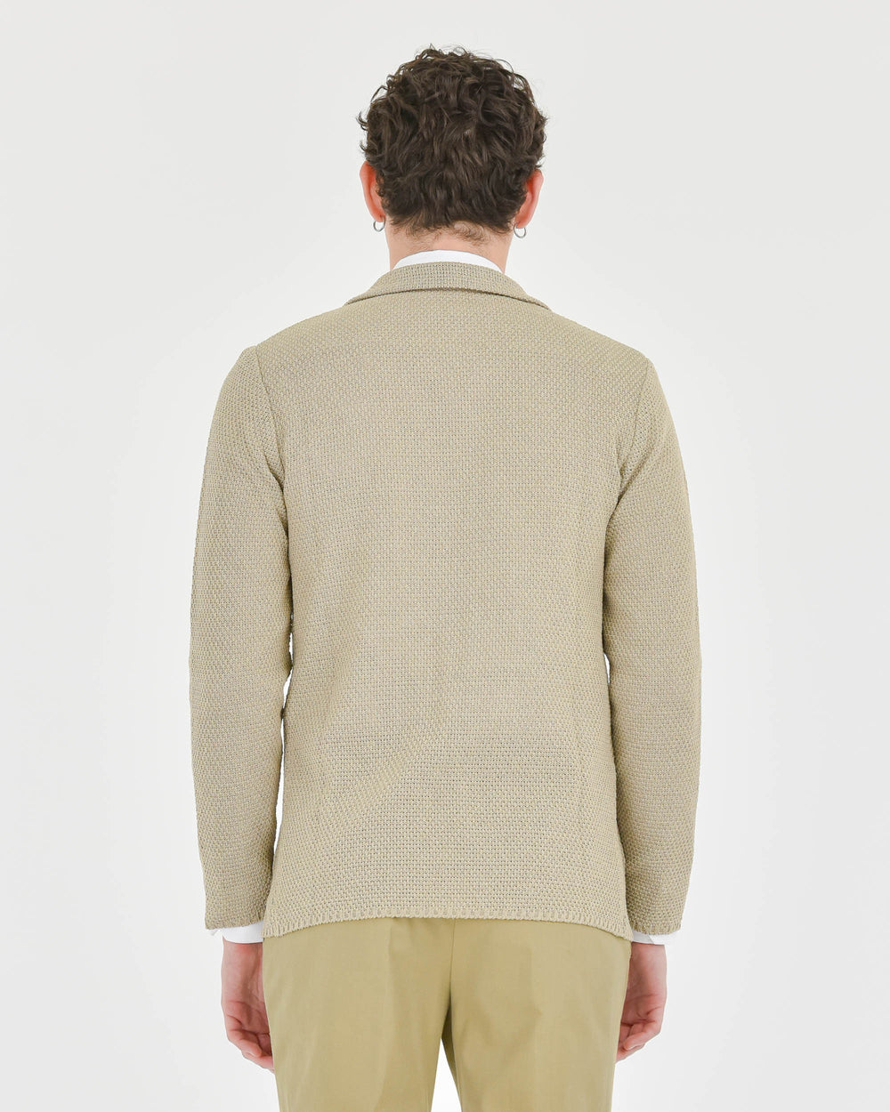 beige 3d cotton-blend knitted jacket