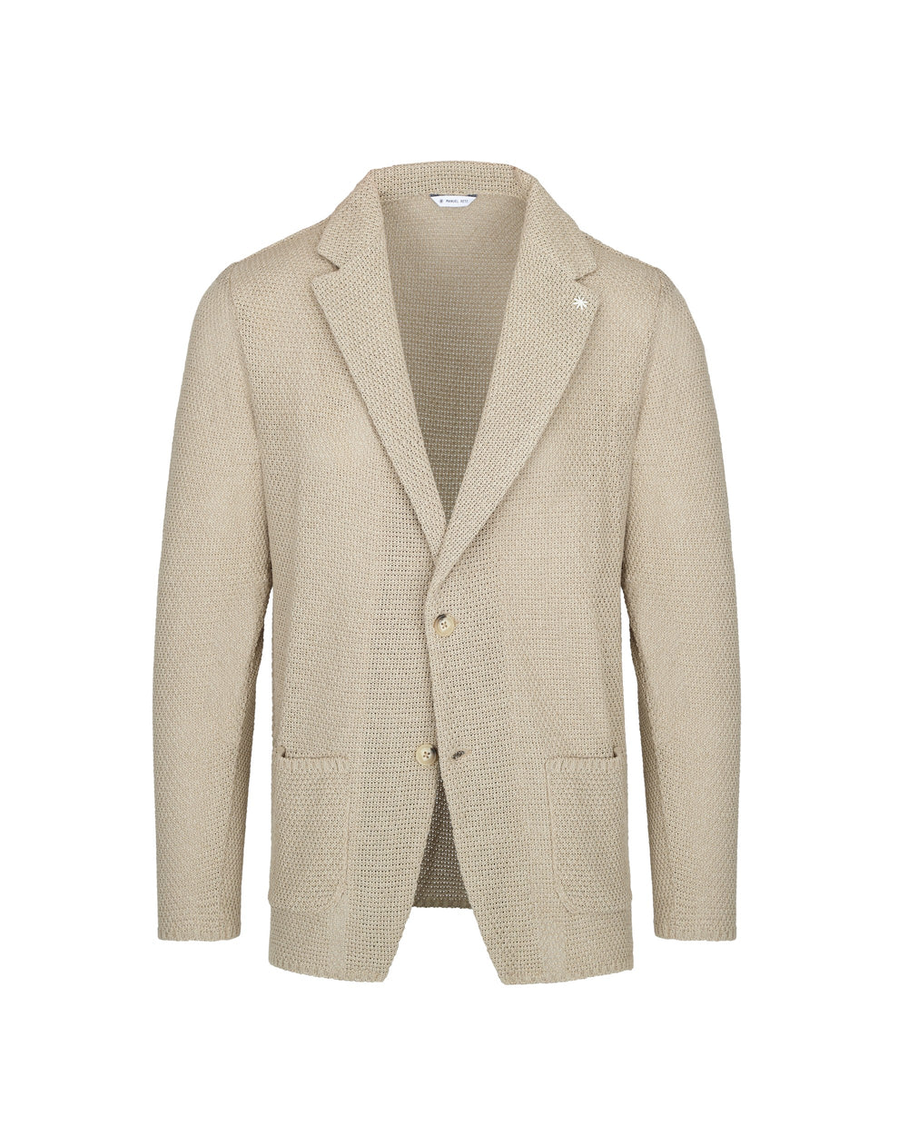 beige 3d cotton-blend knitted jacket
