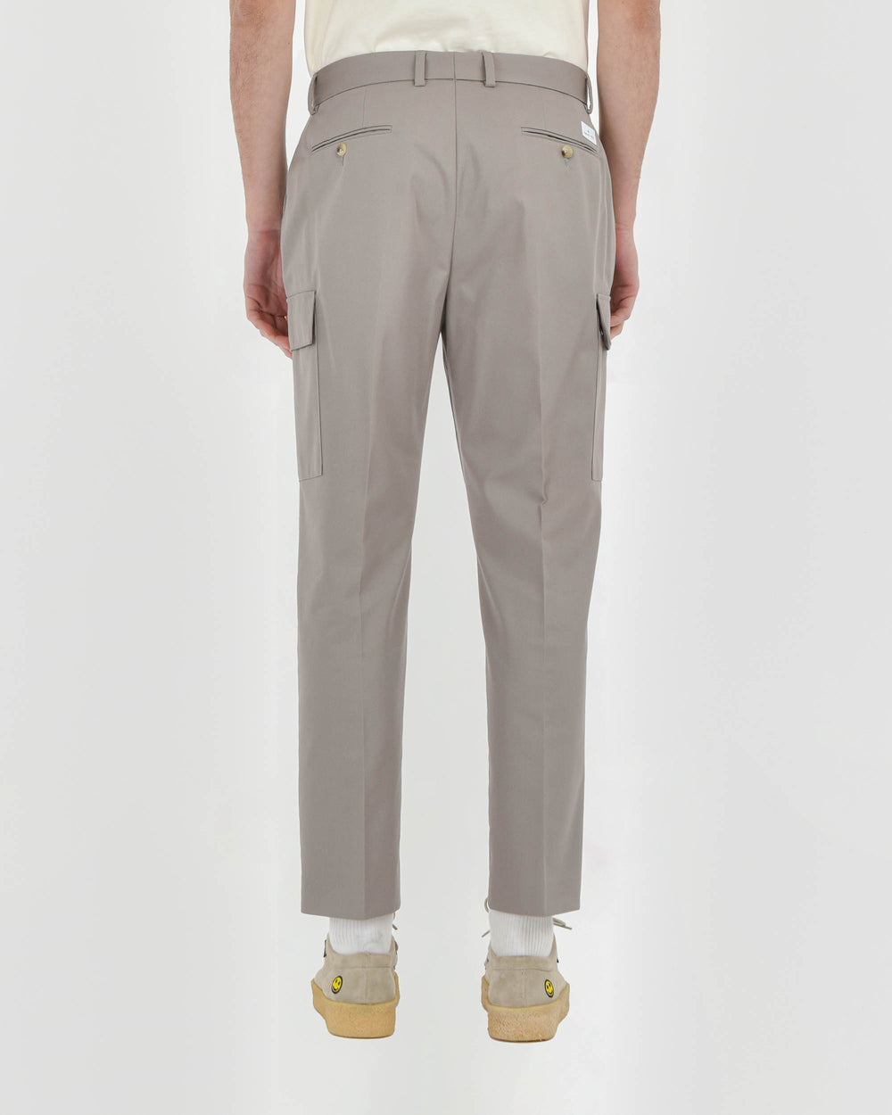 gray cotton-blend twill cargo trousers