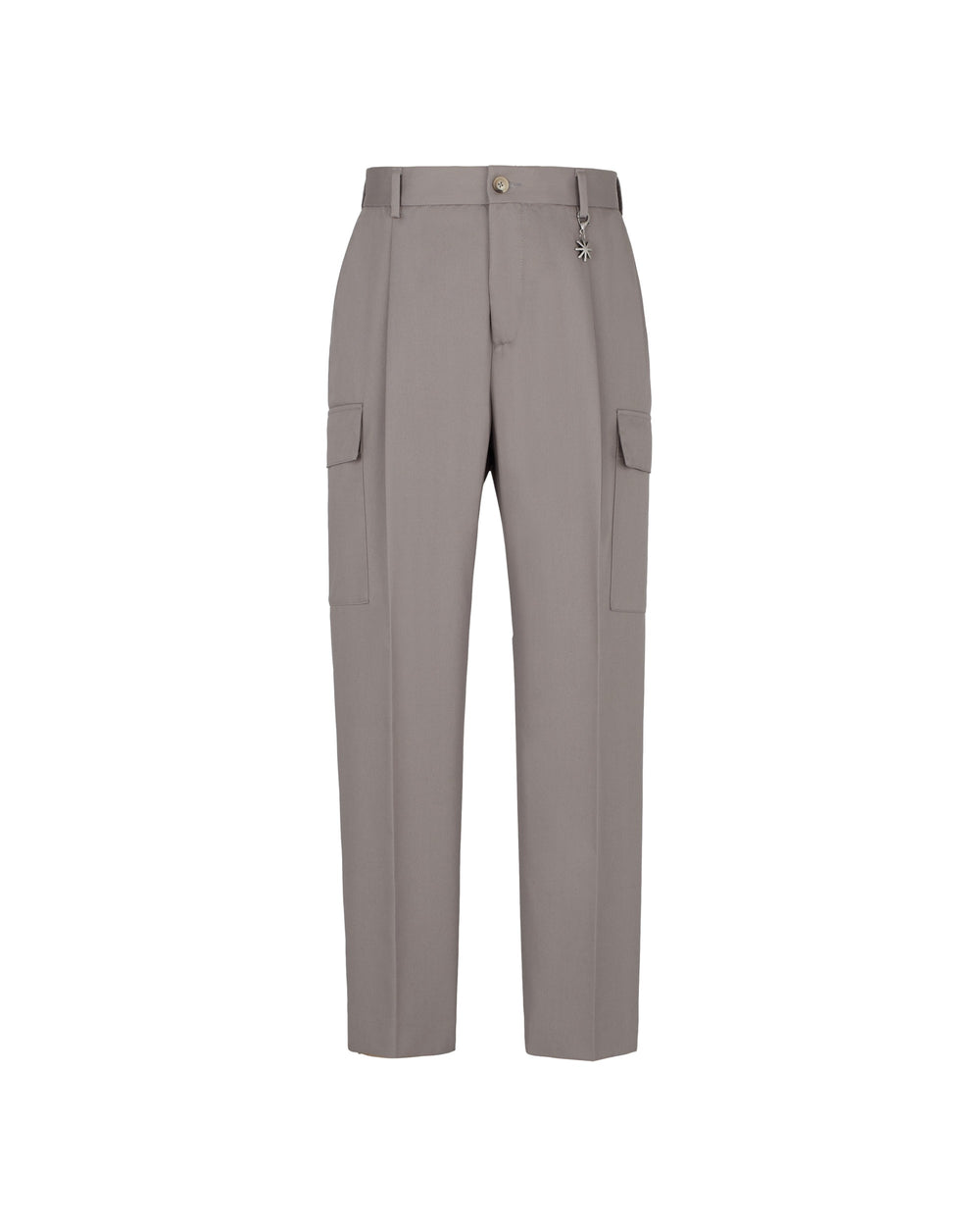 gray cotton-blend twill cargo trousers